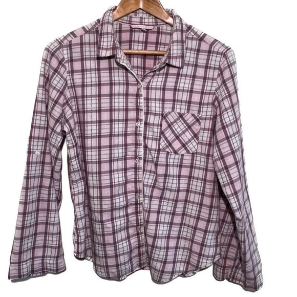 Victoria Secret Pink Plaid Button Down Shirt/Top - Picture 5 of 10